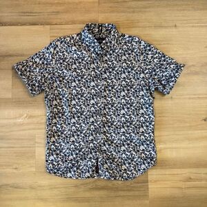 Robert Graham Men’s Short Sleeve Skull & Cross Bone White Button Up Shirt Size L